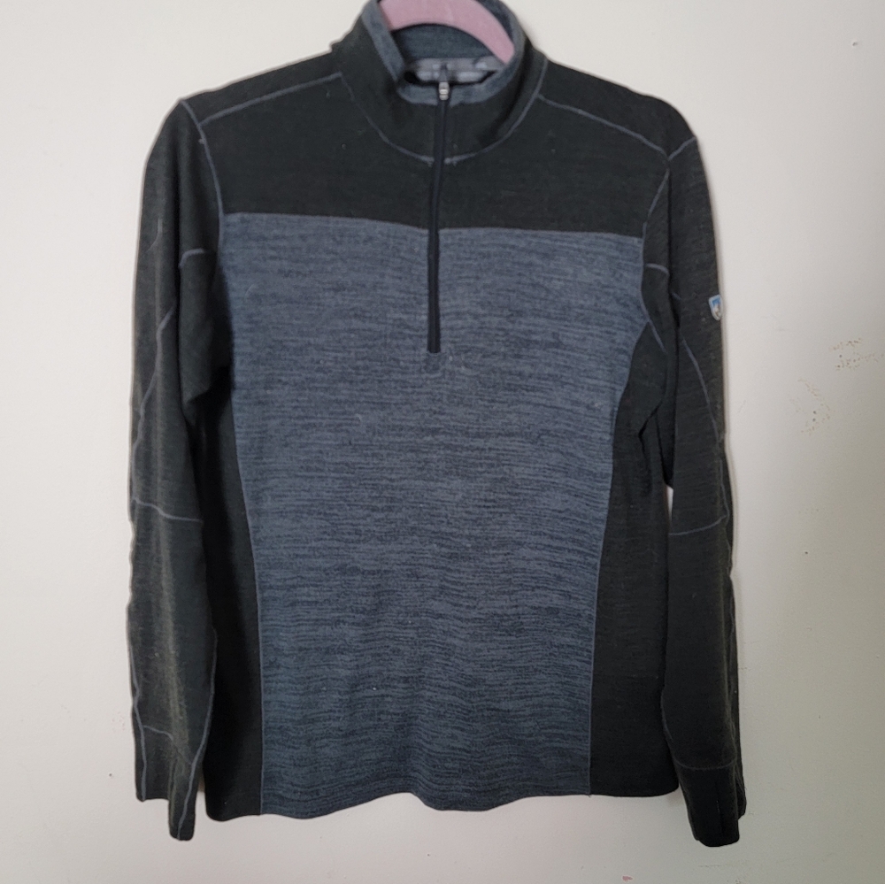 Kuhl Men's Gray and Black 1/4 Zip Pullover Sweater Size Small